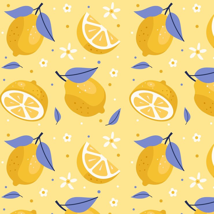 Free Vector cute sliced lemons pattern