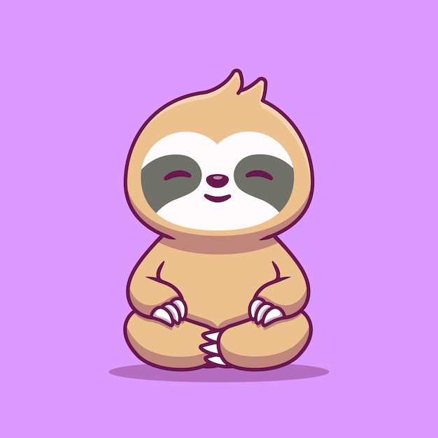 Cute Slot Sitting Yoga Cartoon Icon Illustration