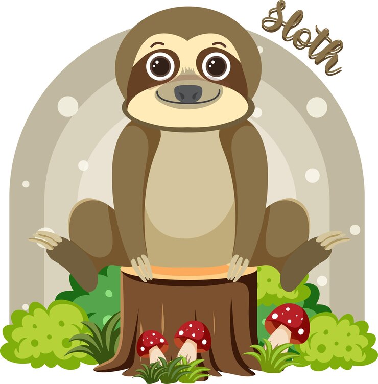 Free Vector cute sloth in cartoon flat style
