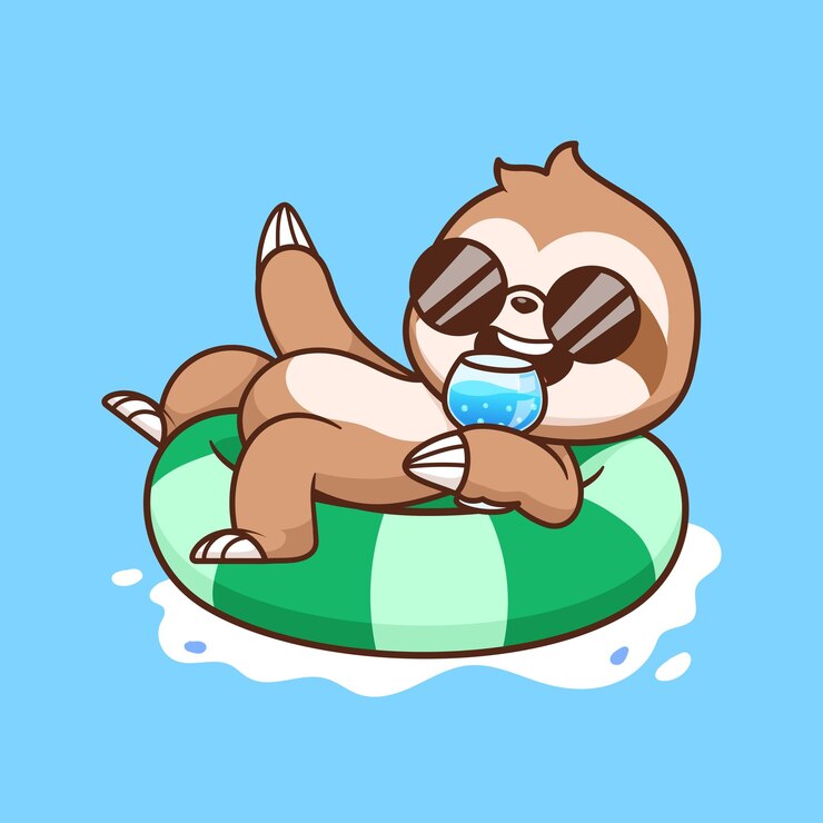 Free Vector cute sloth floating on swimming tires with juice cartoon vector icon illustration animal holiday