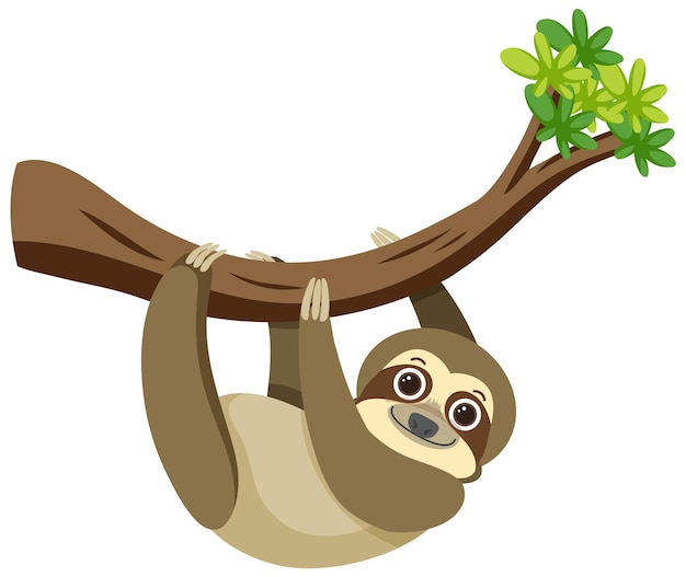 Бесплатное векторное изображение Милый ленивец в плоском мультяшном стиле