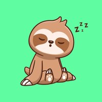 Illustrazione dell'icona di vettore del fumetto sveglio del bradipo che dorme. concetto di icona della natura animale isolato premium