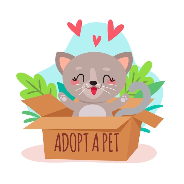 Free vector cute small cat in box