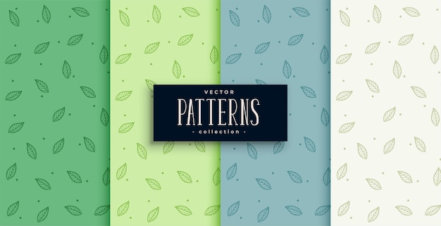 Free vector cute small leaves seamless pattern set