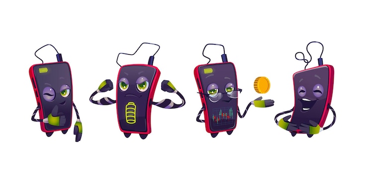 Free Vector cute smartphone character mobile phone mascot
