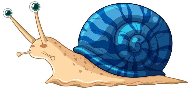 Free Vector cute snail with blue spiral shell illustration