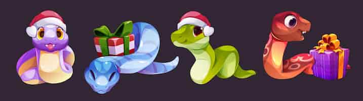 Free vector cute snake cartoon character for new year design