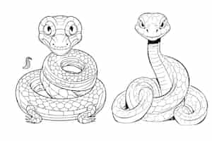 Free vector cute snake cartoon style coloring page