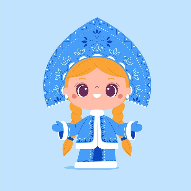 無料ベクター かわいい雪の乙女キャラクター