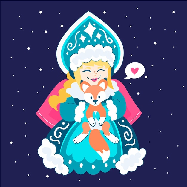 Free vector cute snow maiden character
