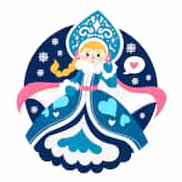 無料ベクター かわいい雪の乙女キャラクター