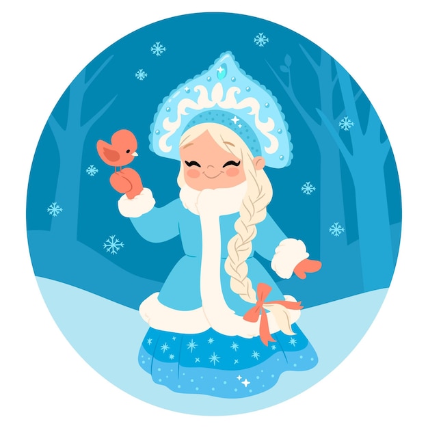 Free vector cute snow maiden character