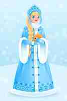 Free vector cute snow maiden character