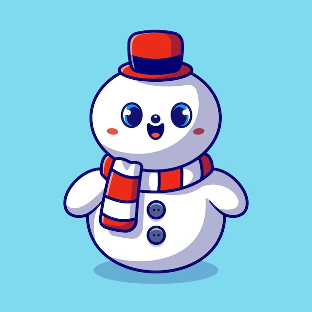 Free vector cute snowman cartoon illustration