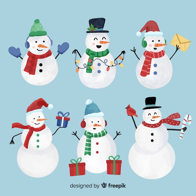 Free vector cute snowmen collection