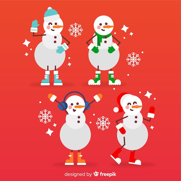 Free vector cute snowmen collection