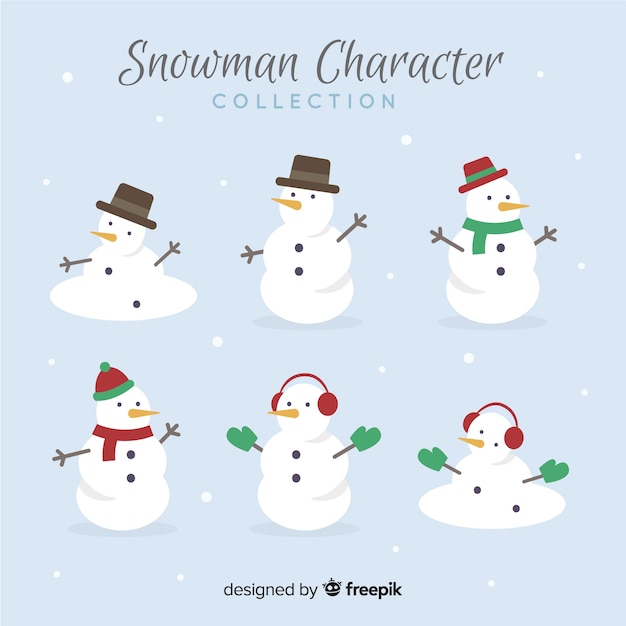 Free vector cute snowmen collection