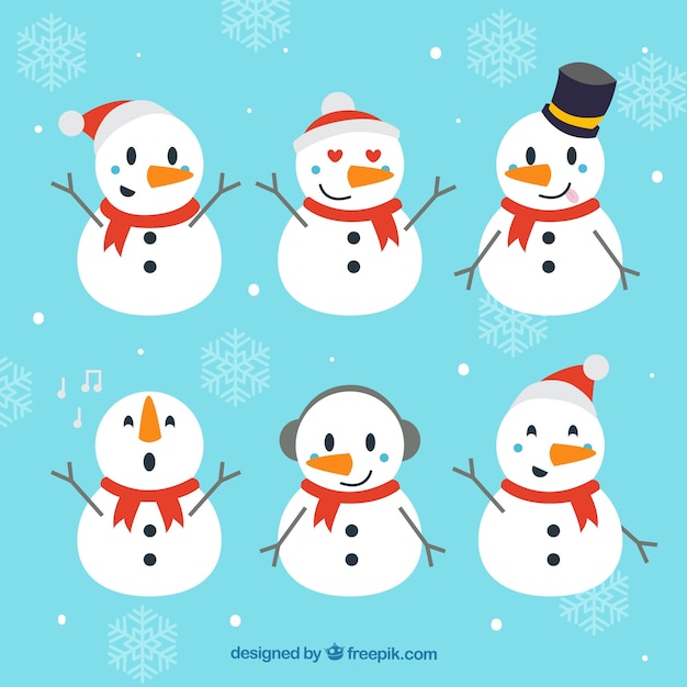 Бесплатное векторное изображение Симпатичные снеговики