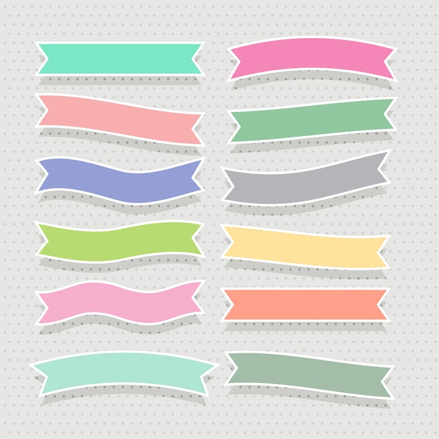 Free vector cute soft colorful ribbons set