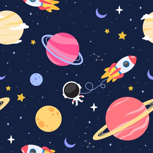 Cute space seamless pattern background vector