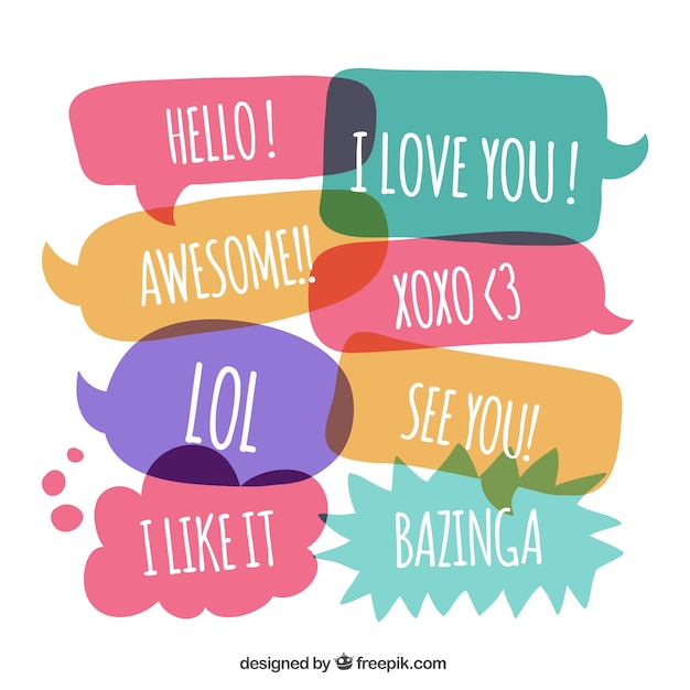 Cute speech bubbles with expressions