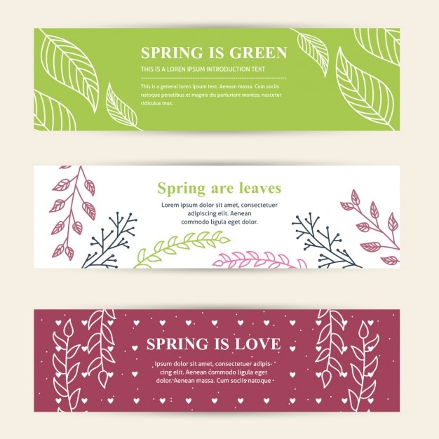 Messaggi di primavera banners set