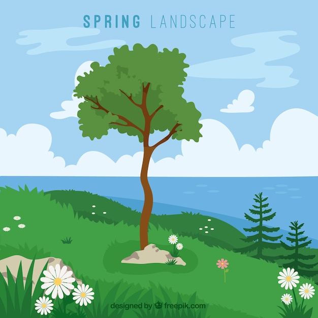 Free vector cute spring countryside