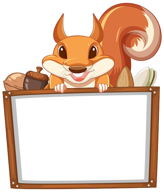 Free vector cute squirrel holding whiteboard