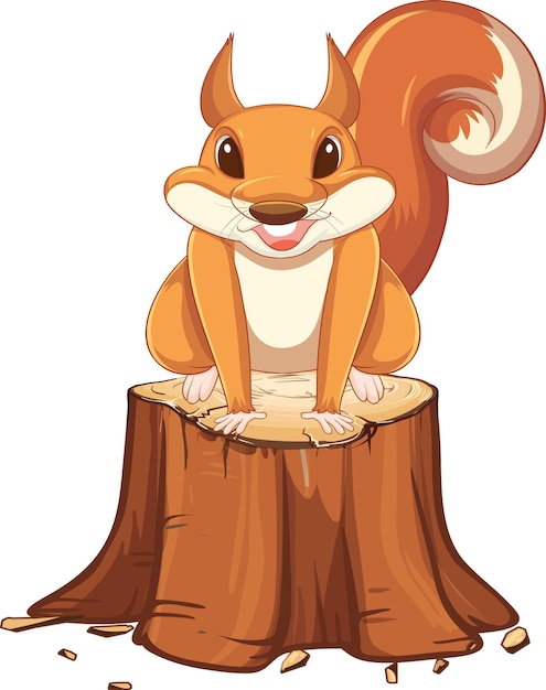 Free vector cute squirrel sitting on log