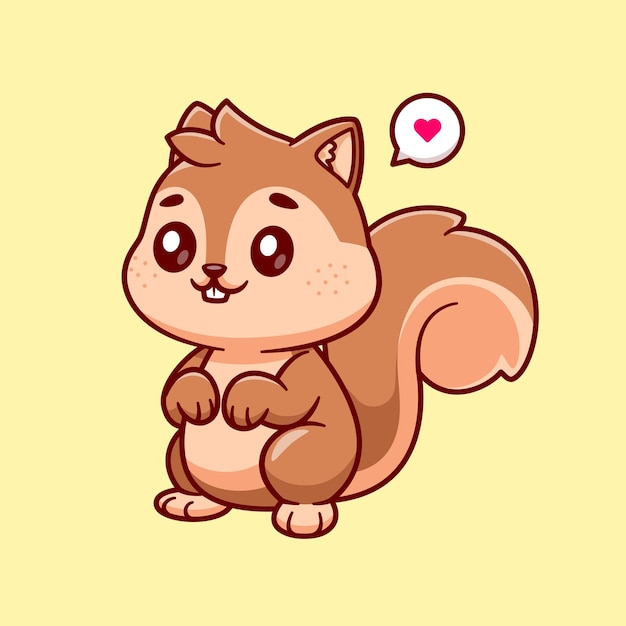 Cute Squirrel Standing Cartoon Vector Icon Illustration. Animal Nature Icon Concept Isolated Premium