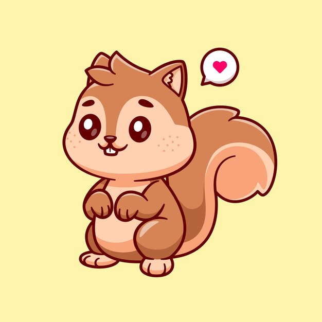 Cute Squirrel Standing Cartoon Vector Icon Illustration. Animal Nature Icon Concept Isolated Premium