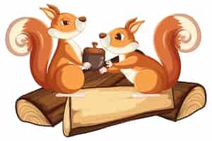 Free vector cute squirrel with the acorn