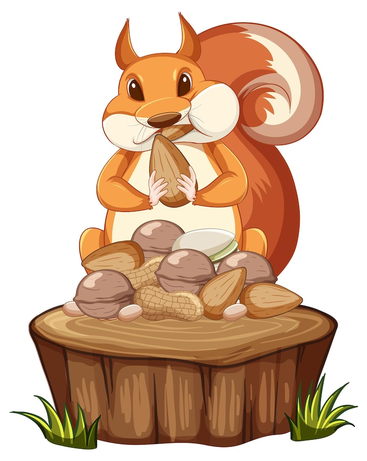 Free Vector cute squirrel with the food