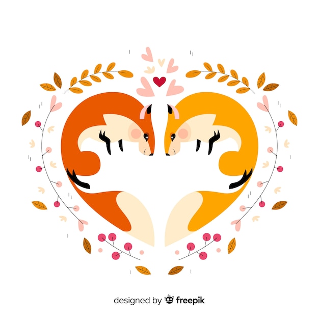 Free vector cute squirrels forming a heart