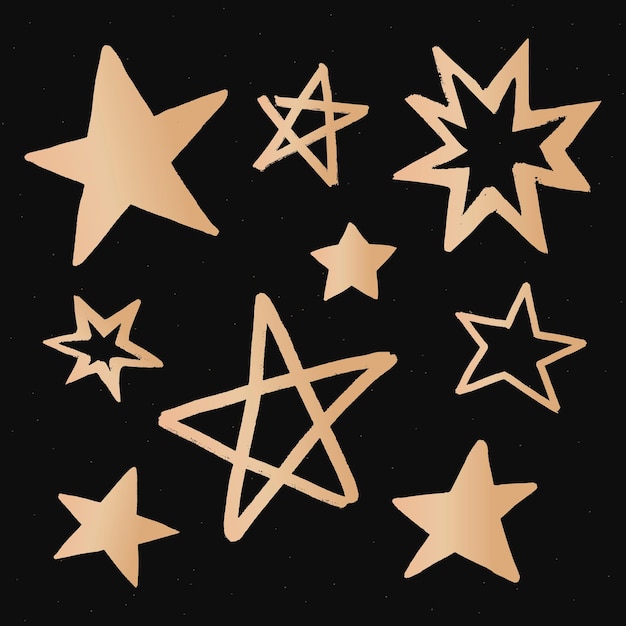 Cute stars gold  galaxy doodle illustration sticker