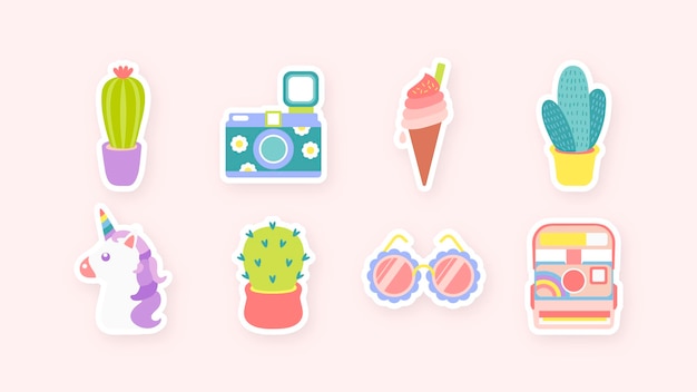 Cute sticker collection illustration