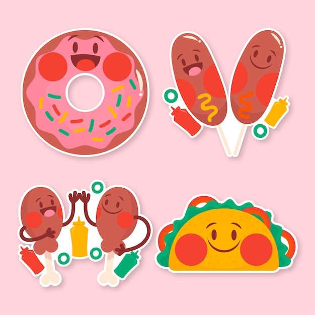 Cute food stickers Vectors & Illustrations for Free Download