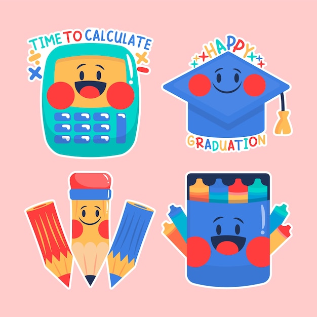 Free vector cute sticker set collection