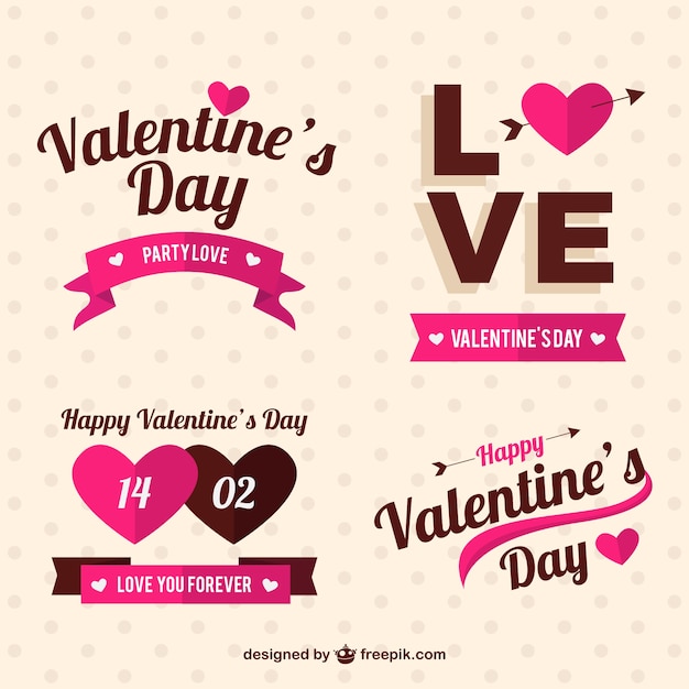 Cute stickers with pink details for valentine's day