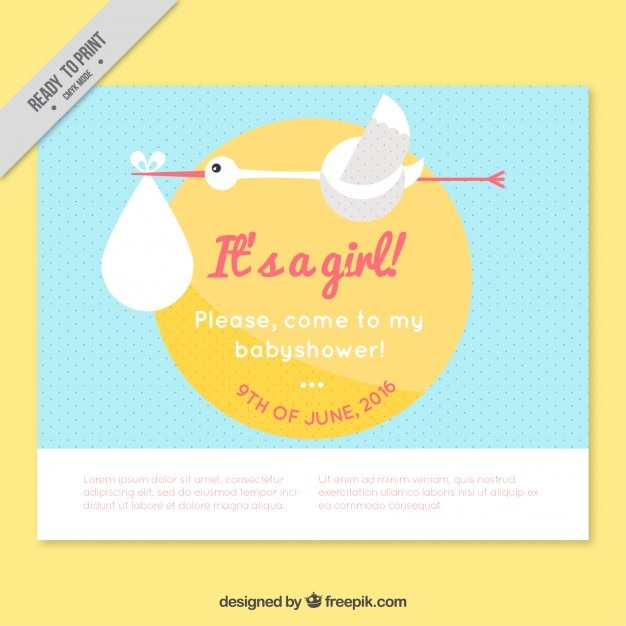 Free vector cute stork baby shower card