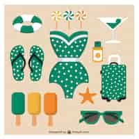 Free vector cute summer icons collection