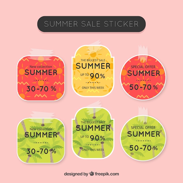 Cute summer sale labels with adhesive tape