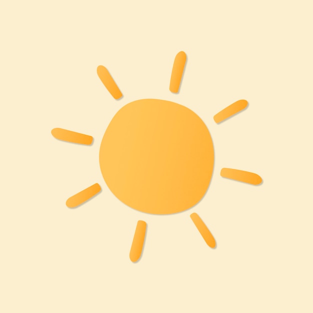 Cute sun sticker, printable weather clipart vector