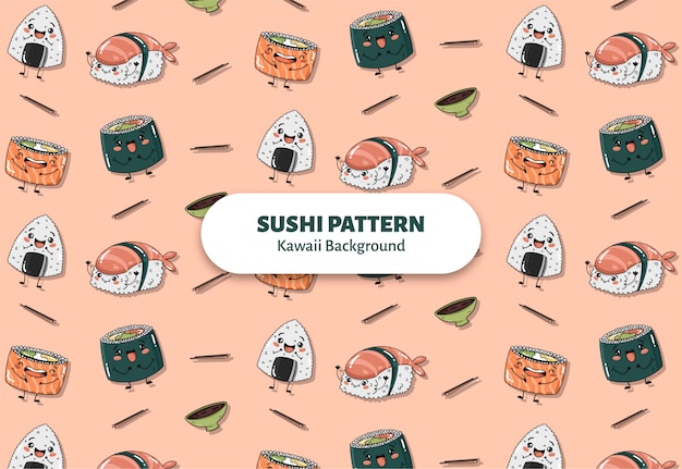 Free vector cute sushi pattern vector