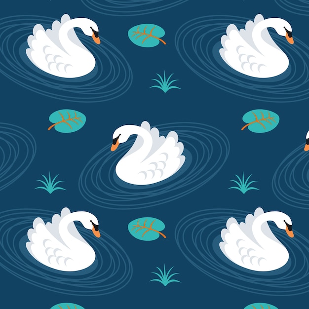 Free vector cute swan pattern