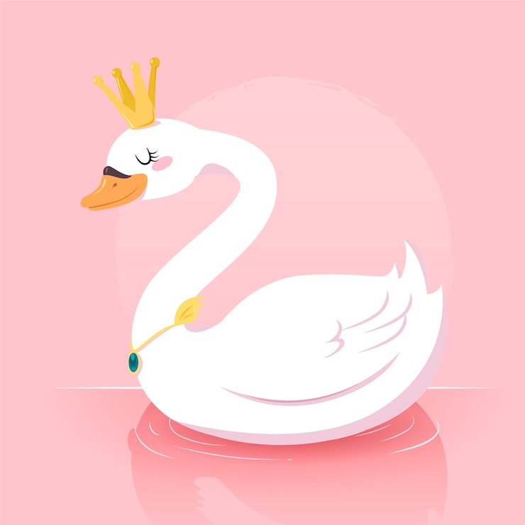 Free Vector cute swan princess