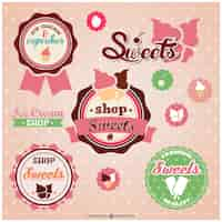 Free vector cute sweets badges