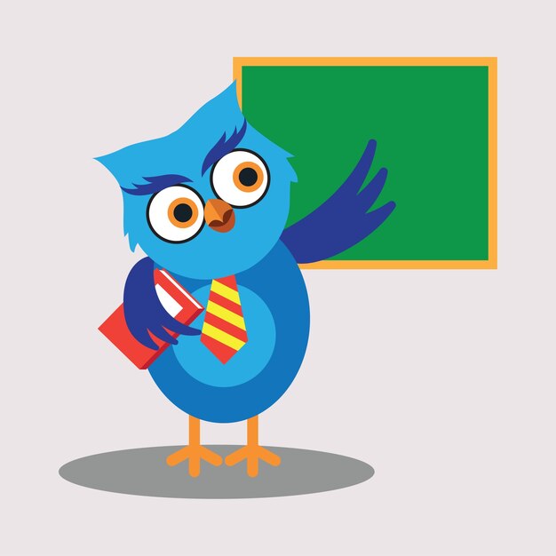 Cute Teacher Owl Cartoon Character