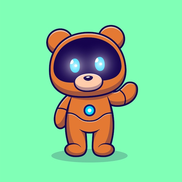 Free vector cute teddy bear robot cartoon vector icon illustration animal technology icon concept isolated flat