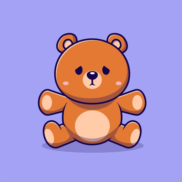 Cute Teddy Bear Sitting Cartoon Vector Icon Illustration Animal Nature Icon Concept Isolated Flat